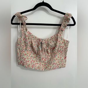 Hello Molly Cropped Ruffle Strap Top NWOT